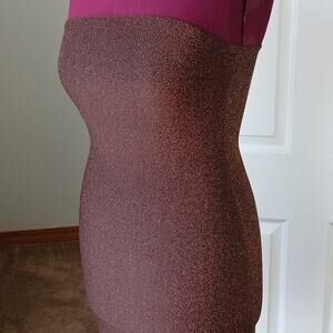 Divided H&M Strapless Mini Dress M NWOT sparkly chocolate brown lined bodycon